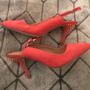 NWT Zara - Slingback Studded Heels in Coral Pink